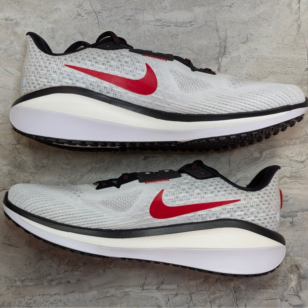 Nike Zoom Vomero 17 White Black Fire Red Men's 12.5 Running Shoes FB1309-103 - Picture 5 of 7